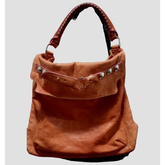 BE & D Woodstock Hobo Washed Burnt Orange Distressed Calfskin Leather $995 - Picture 1 of 16